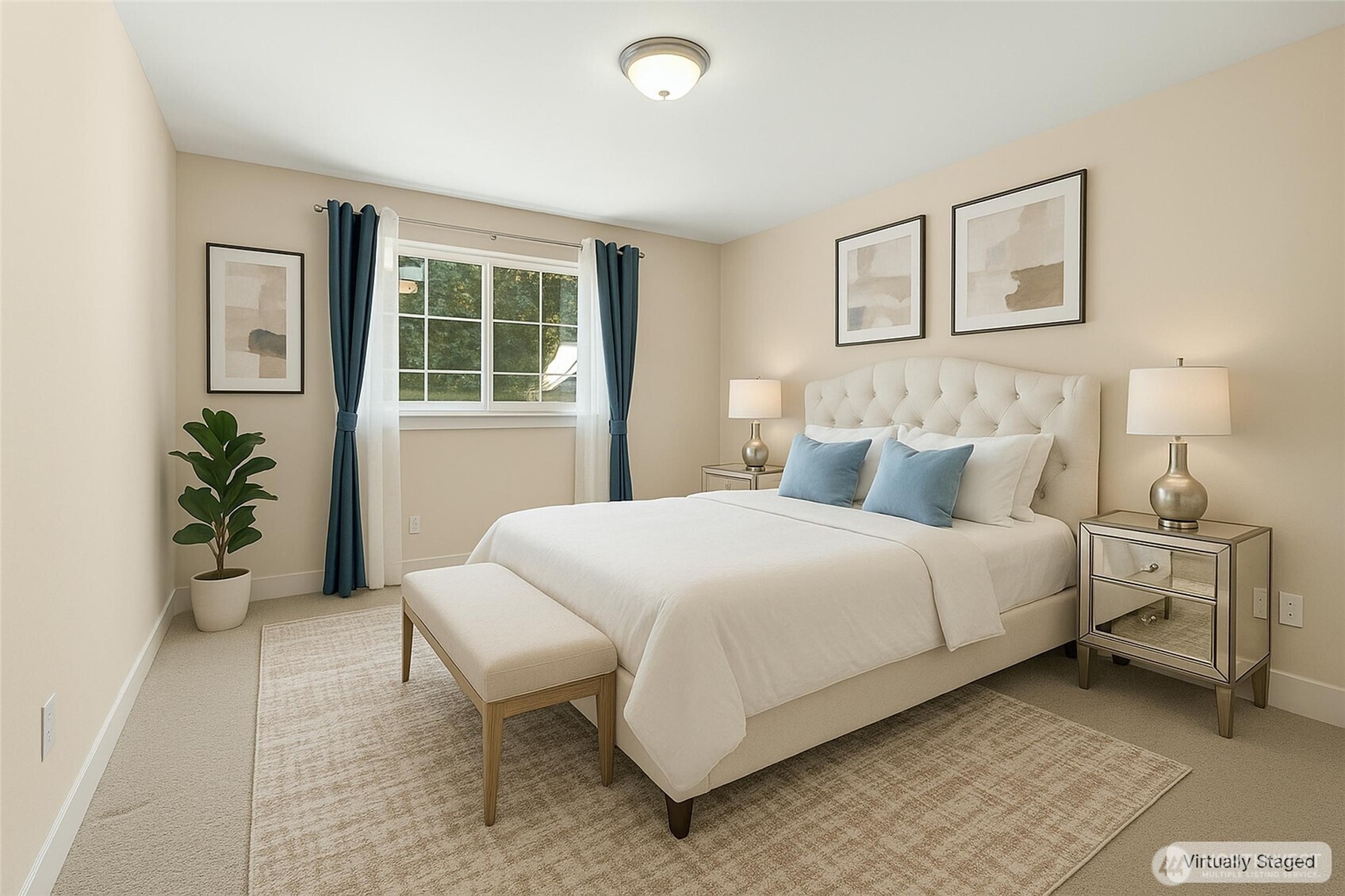 16555 Carlyle Hall Road North Shoreline, WA 98133 - Photo 17 of 27 a bedroom with a bed and a potted plant