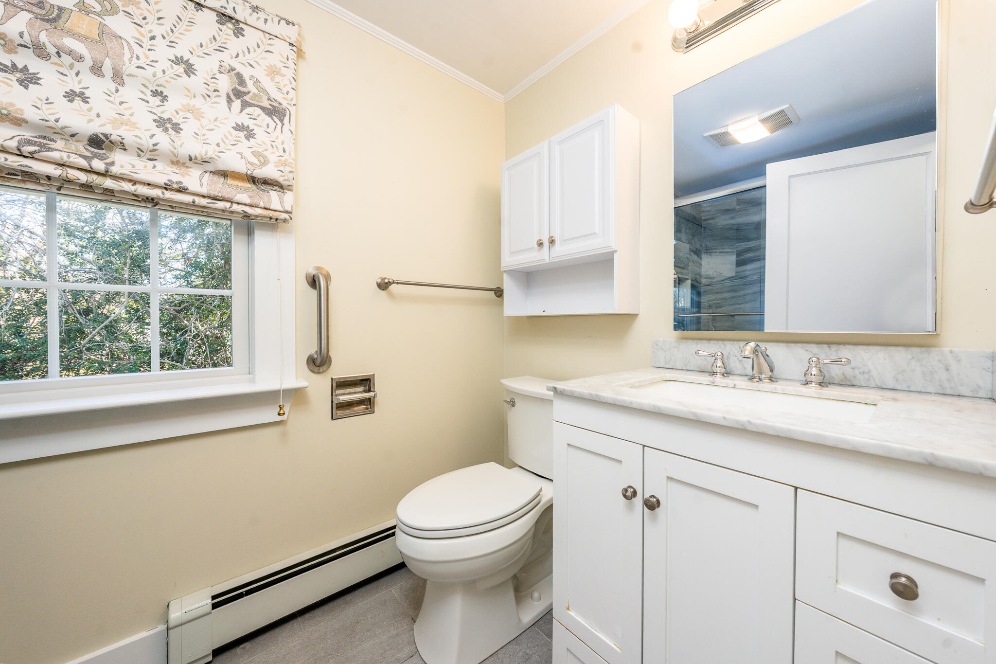 54 Murphy Road Hyannis, MA 02601 - Photo 22 of 30 a bathroom with a granite countertop toilet sink and mirror