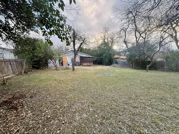 a view of a yard with a tree