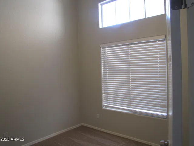 a view of a small space with a window