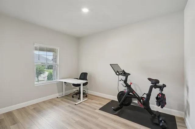 a view of a room with gym equipment