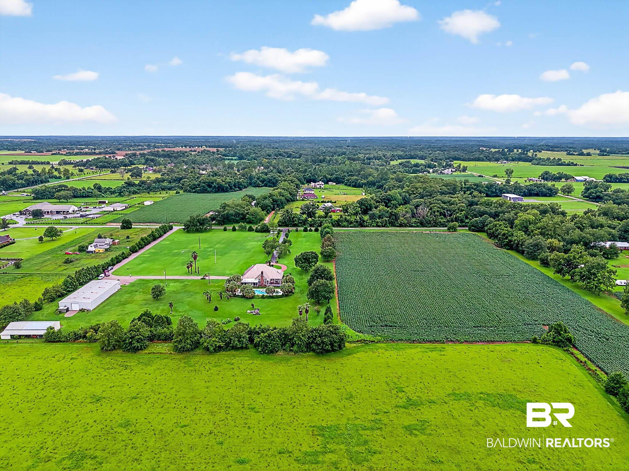 17270 Davis Road Summerdale, AL 36580 - Photo 44 of 97 Aerial view of sparsely populated area with farmland
