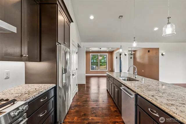 a bathroom with sink and mirror