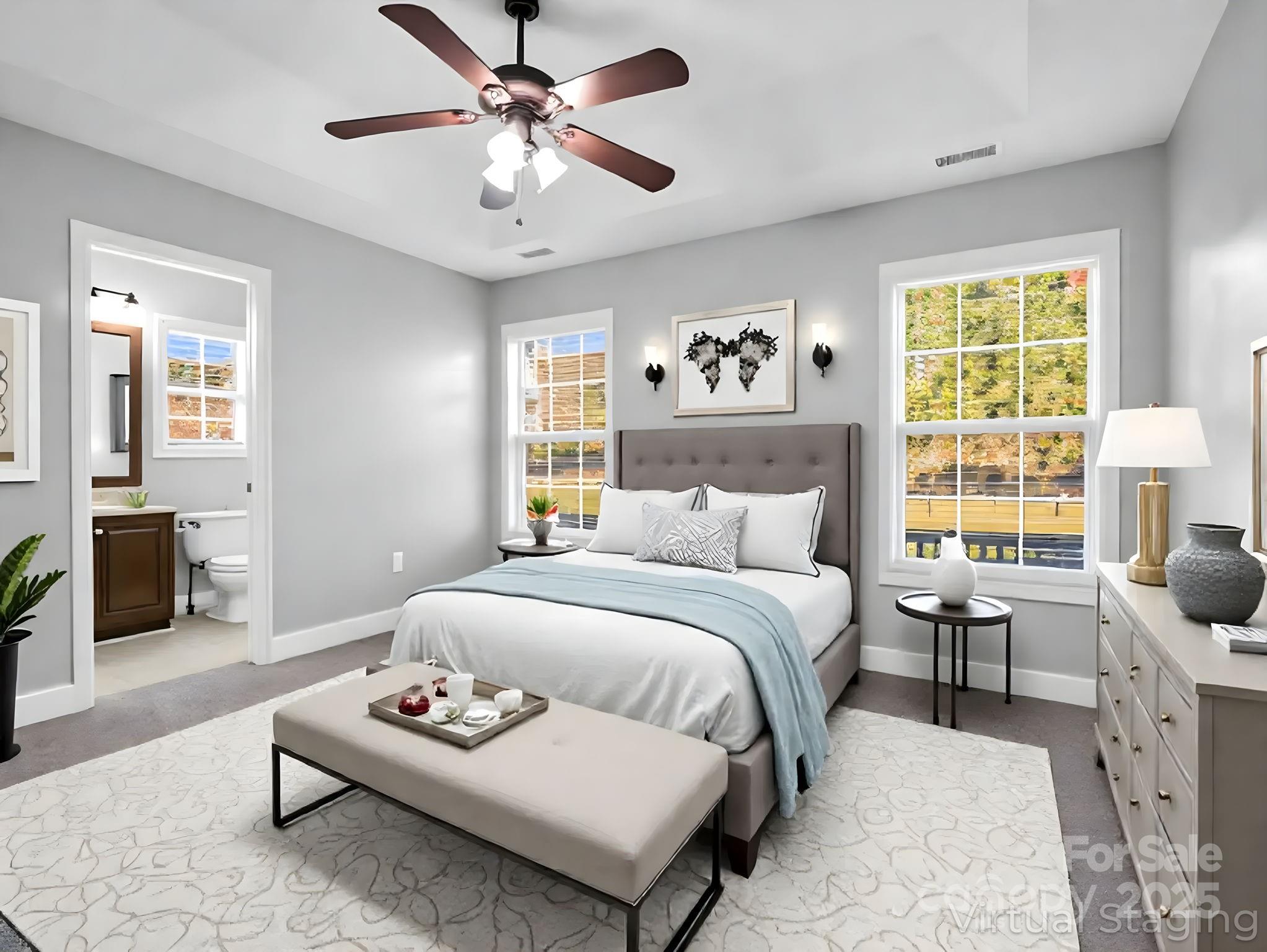 340 Sarratt Creek Road Gaffney, SC 29341 - Photo 5 of 46 a bedroom with a bed couches and a flat tv screen