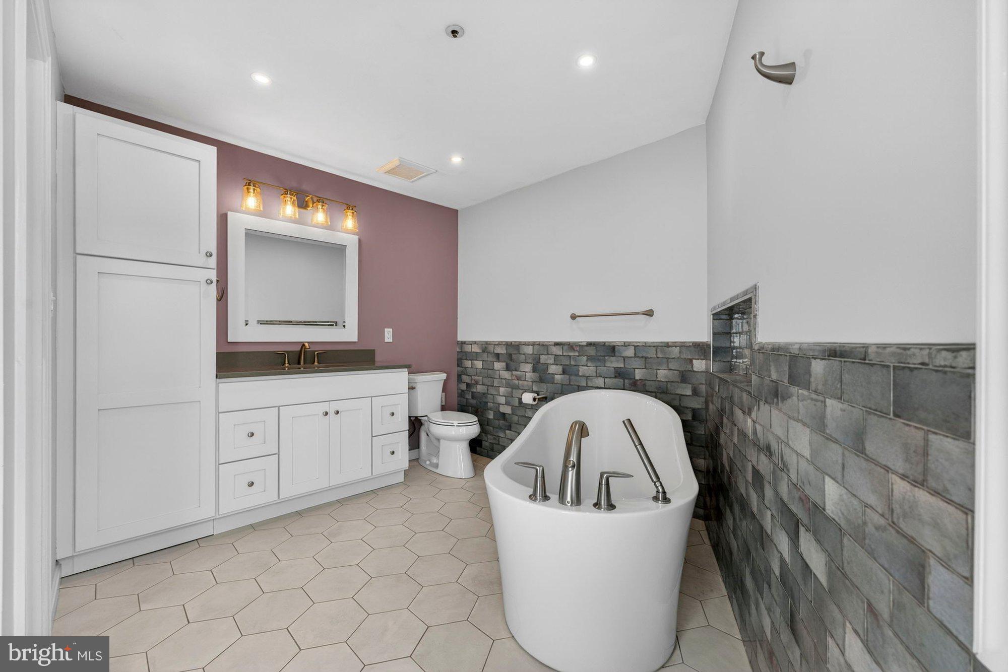 207 Park Street Vienna, VA 22180 - Photo 27 of 45 a bathroom with a sink a bathtub and mirror