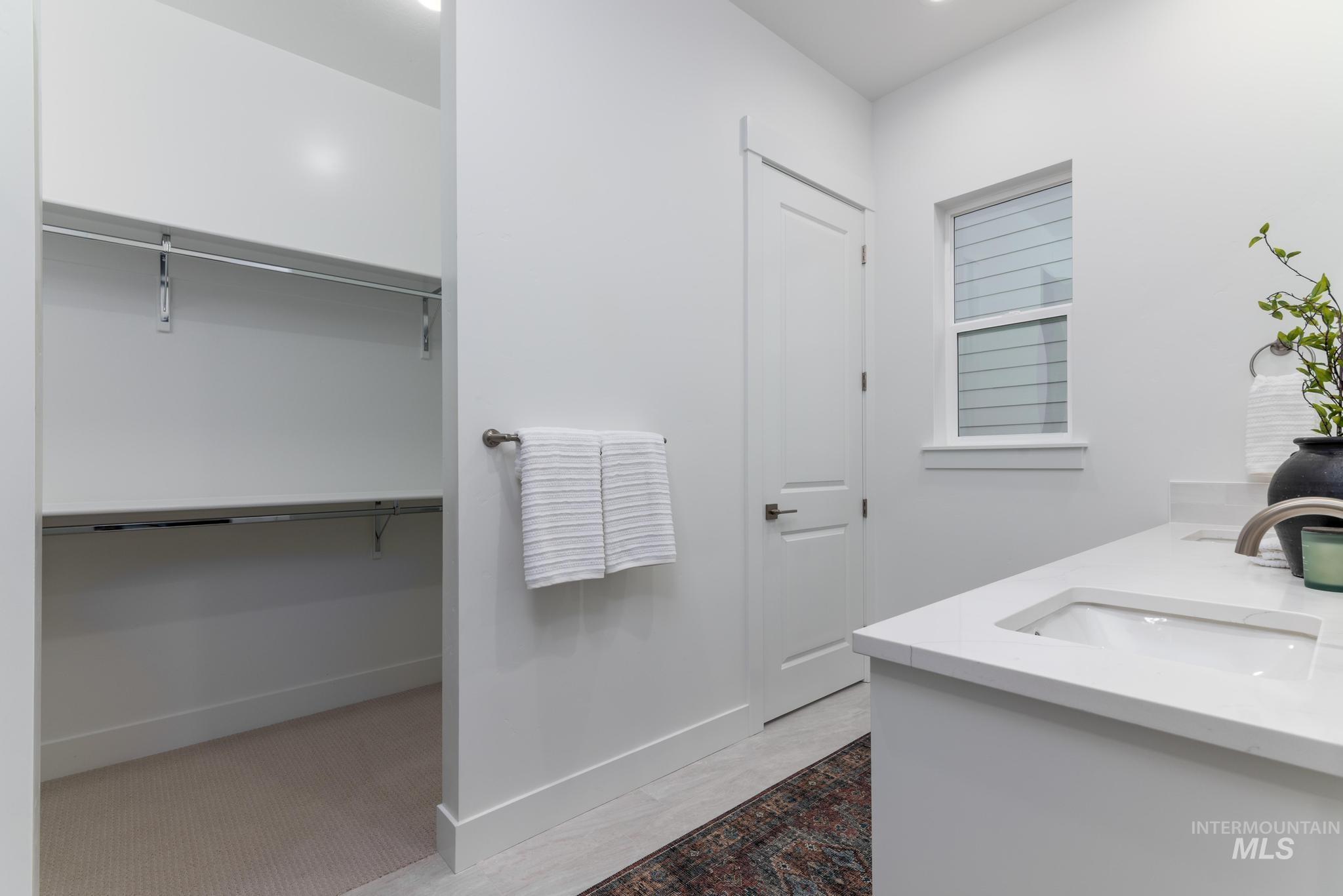 8629 West Stillmore Street Star, ID 83669 - Photo 17 of 27 Full bathroom featuring a walk in closet, double vanity, and light colored carpet
