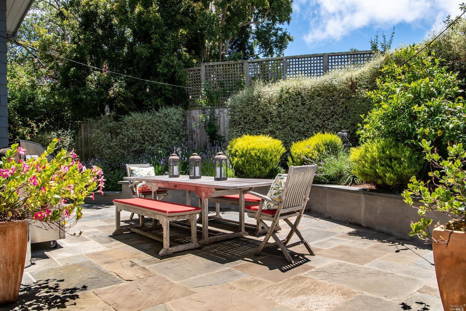 208 Reed Boulevard Mill Valley, CA 94941 - Photo 16 of 47 Right outside the second set of family room doors, find outdoor dining in a California casual, private atmosphere.