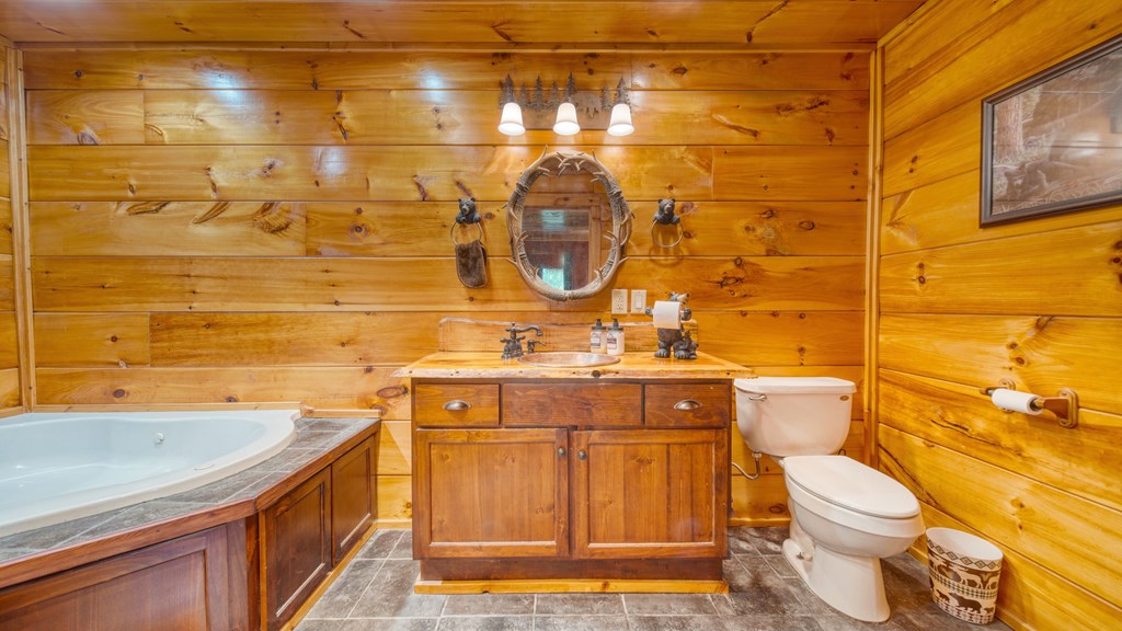 911 Summit Way Blairsville, GA 30512 - Photo 14 of 23 a bathroom with a sink a toilet and shower