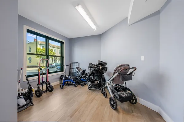 a view of a room with gym equipment