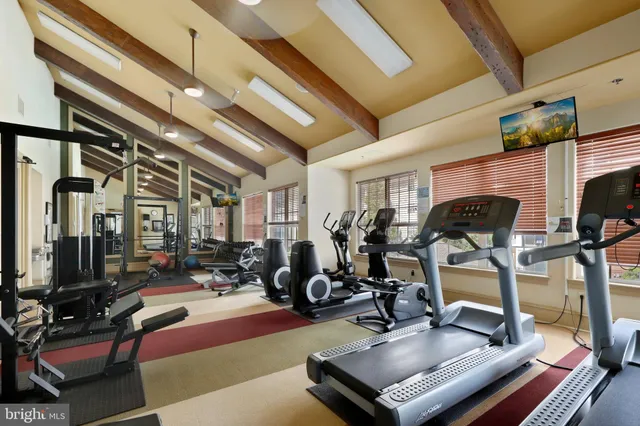 a room with gym equipment