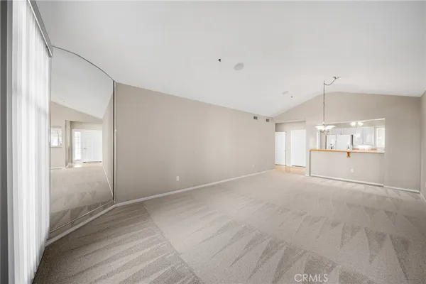 a view of a livingroom with a chandelier