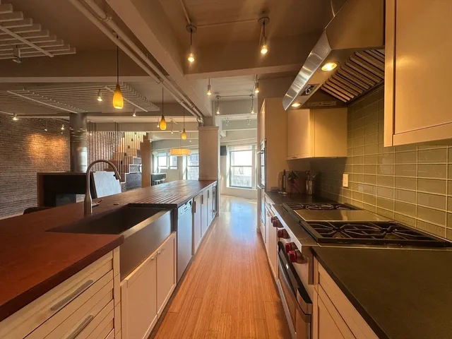 a kitchen with lots of counter top space