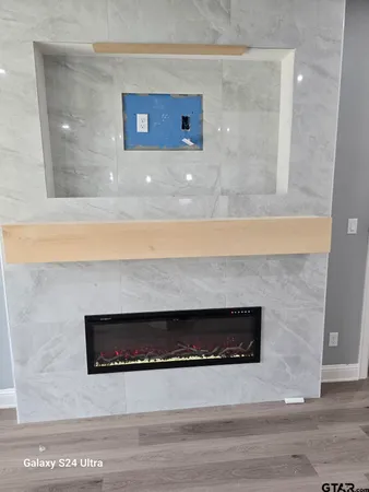 a view of a fireplace