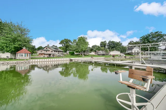 an aerial view of a table and chairs