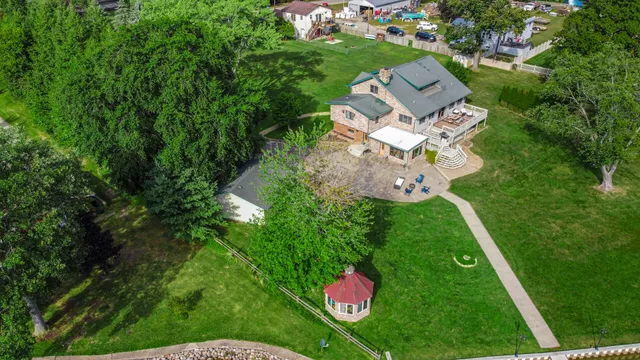 an aerial view of a house