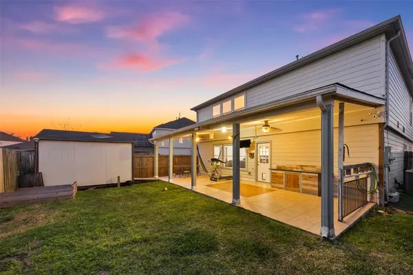 an aerial view of a house