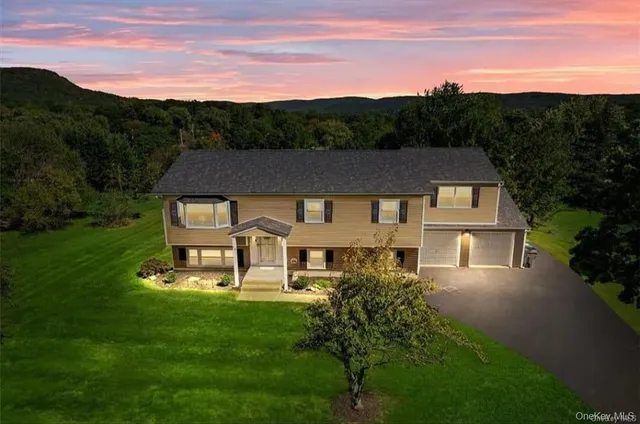 a aerial view of a house with a garden