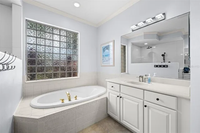 a view of a backyard with a swimming pool