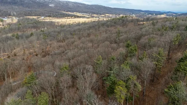 a view of a yard and mountain view