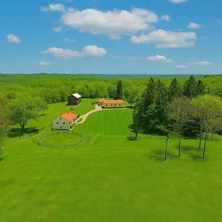 a view of a golf course with a garden