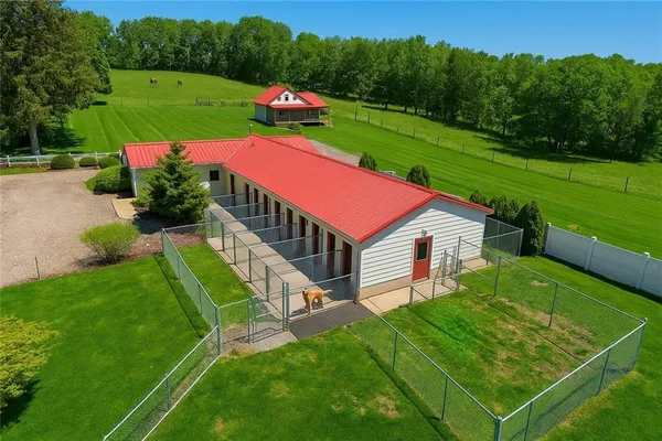 an aerial view of a house