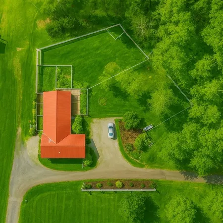 an aerial view of a house