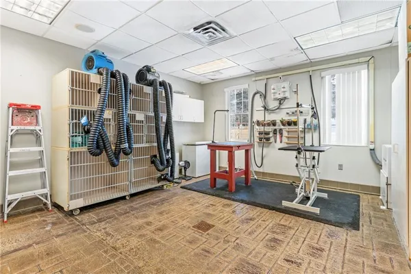 a view of a room with gym equipment
