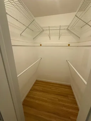 a view of a room with racks on the wall