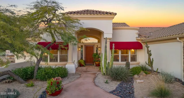 a garden view with a seating space