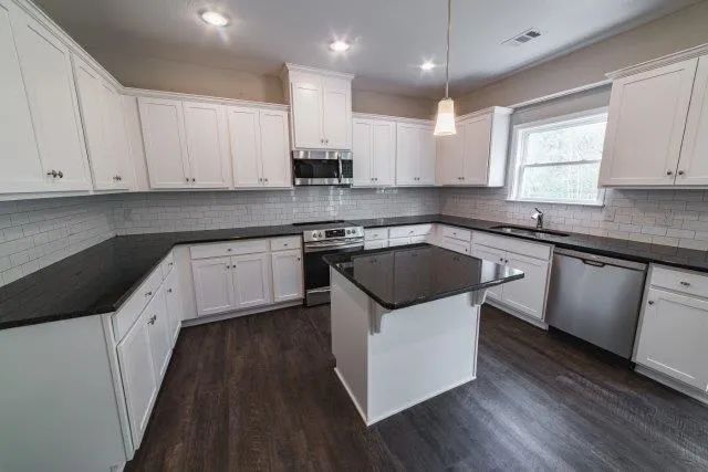 a kitchen with a sink a stove a sink and a refrigerator