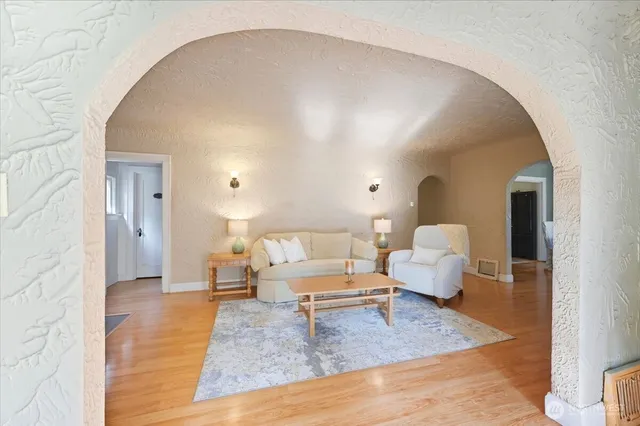 a living room with furniture and a couch