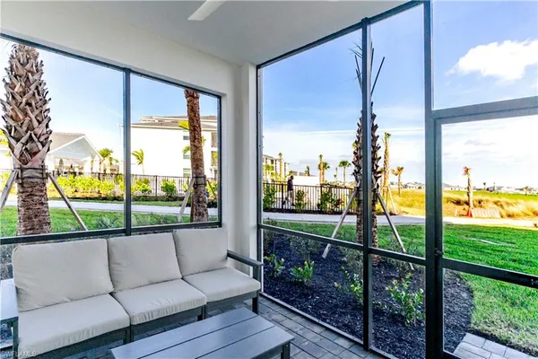 a view of a city from a living room