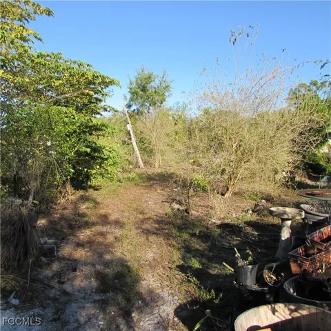 a view of a backyard of the house