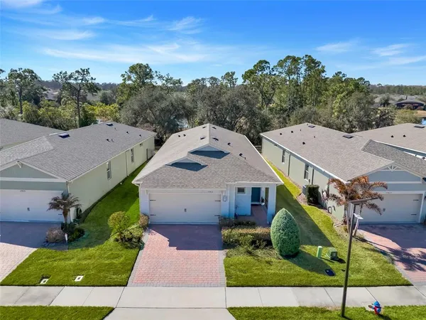 an aerial view of a house