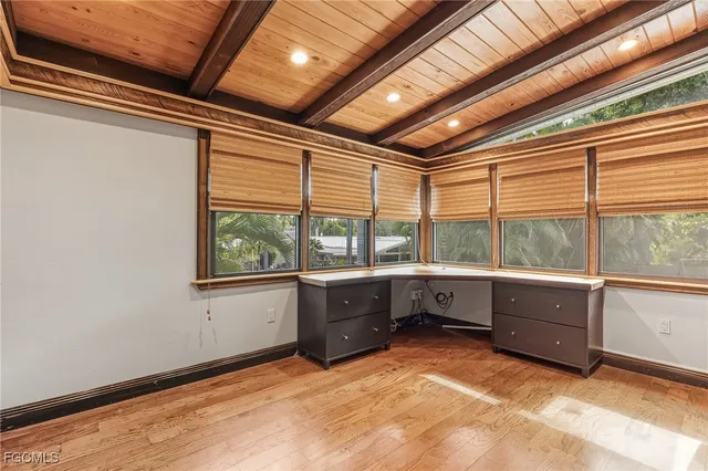 a large room with a large window