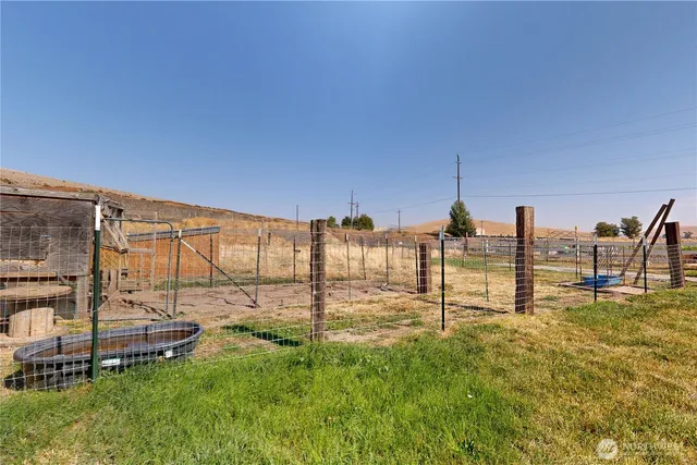 a view of a swimming pool with a yard
