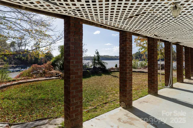 a view of a building with sitting area