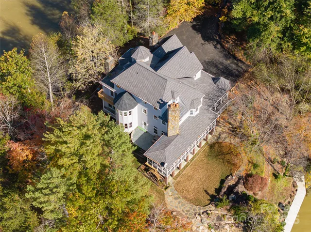 a view of a garden with a lake