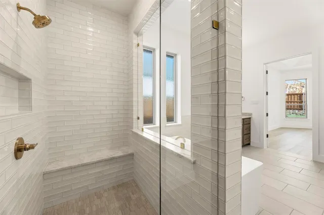 a bathroom with a shower