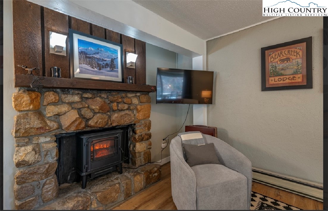 165 Briarcliff Road, Unit J42 Banner Elk, NC 28604 - Photo 3 of 20 a living room with furniture and a fireplace