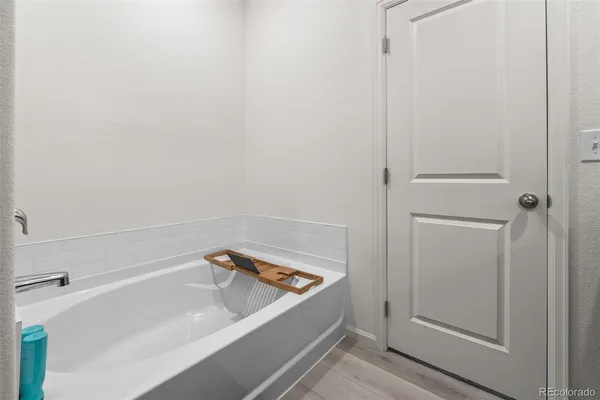 a bathroom with a tub