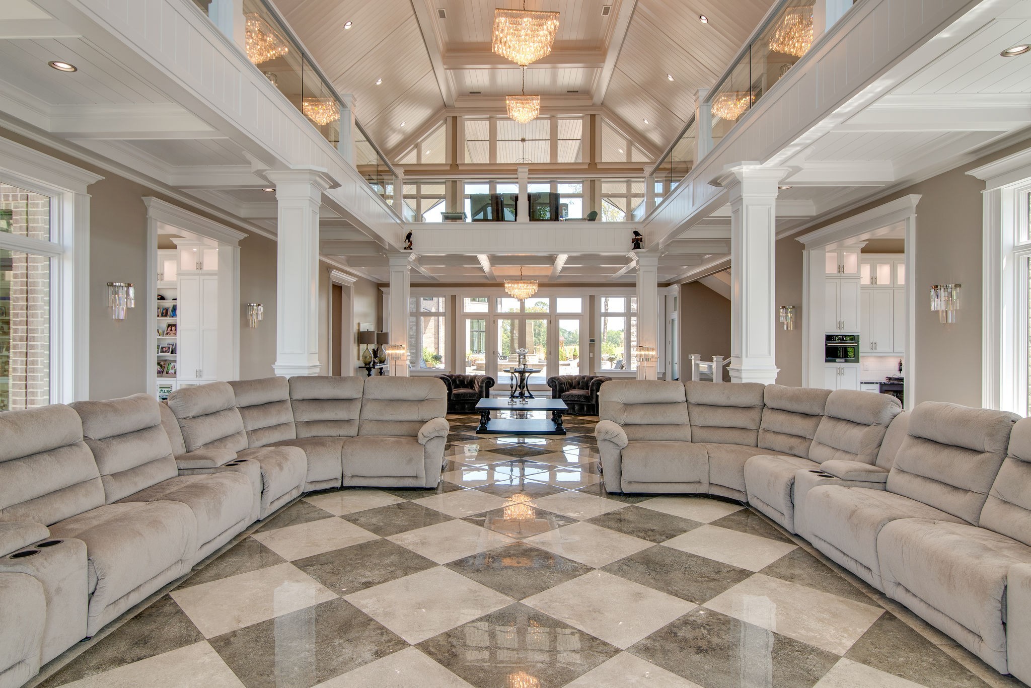5156 Turney Groce Road Byrdstown, TN 38549 - Photo 14 of 68 a living room with lots of white furniture and a chandelier