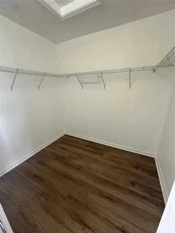 a view of a room with racks on the wall