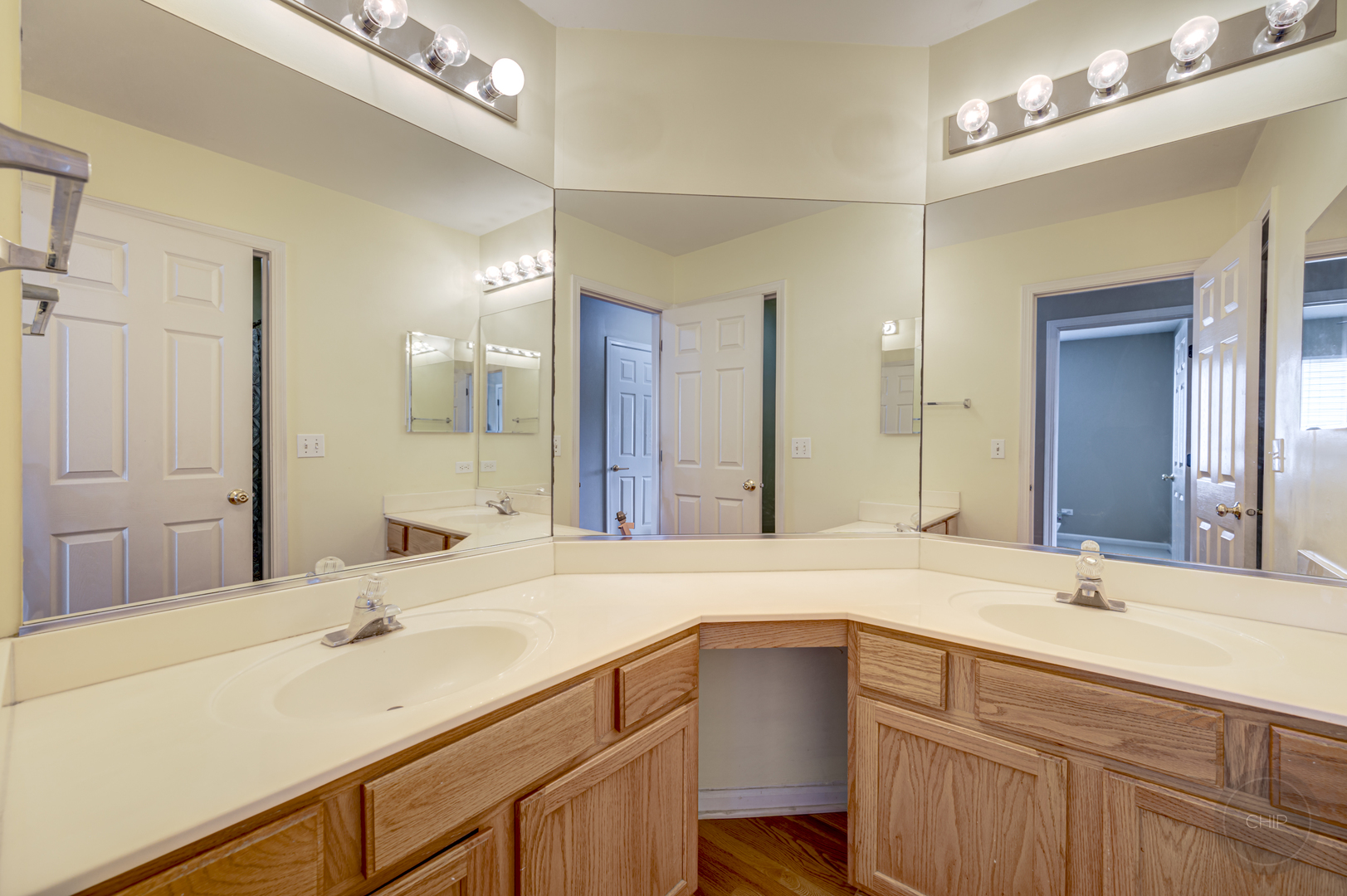 2135 Skylane Drive Naperville, IL 60564 - Photo 29 of 44 a bathroom with a sink double vanity and a mirror