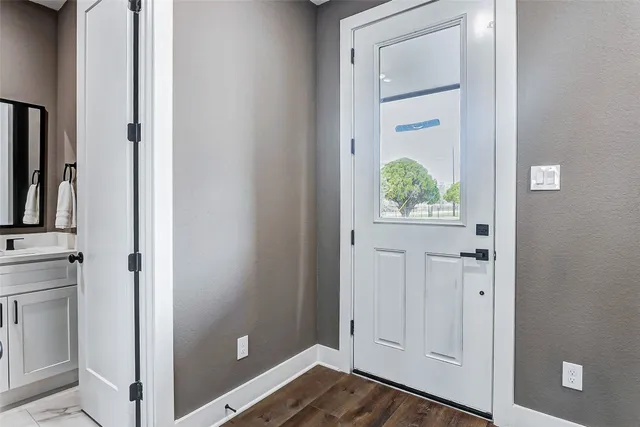 a view of bathroom with front door