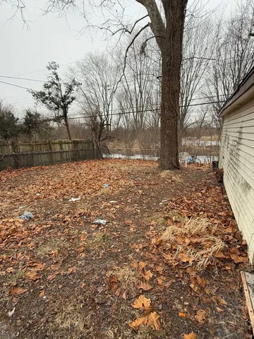 a view of a yard with trees