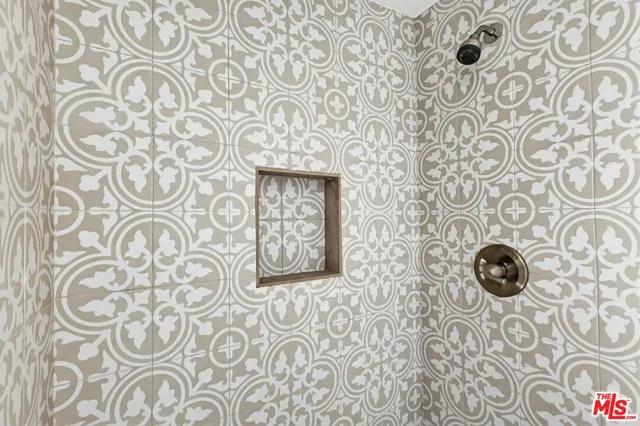 view of a door with a shower curtain