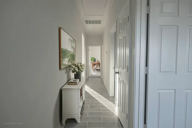 a view of a hallway with a elevator