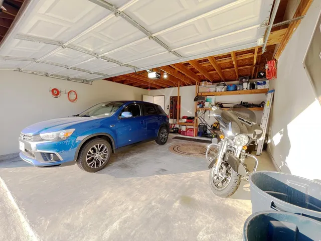a car parked in a garage