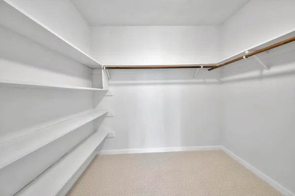 a view of an empty walk in closet
